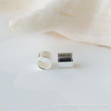 Solid 925 sterling silver crimp tube beads, 2*2mm with 1.6mm hole
